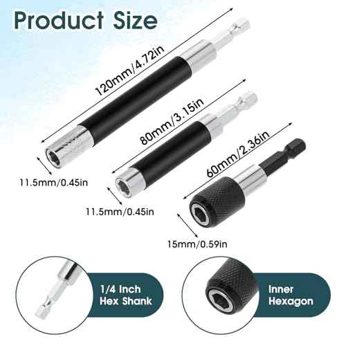 3pcs Magnetic Drive Guide 1/4 Inch Screw Sleeve for Drill Bit Sleeve Drive Guide Bit Holder, Screw Guides Sleeves for Drill, Hex Shank Driver Extension Screwdriver Bits Holder Fast Change