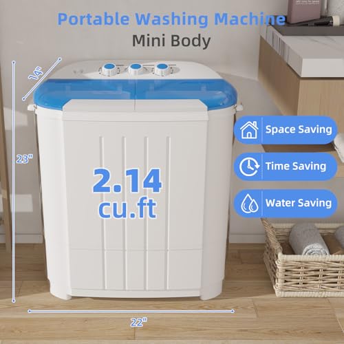 VCJ Portable Twin Tub Washing Machine 14lbs Capacity Compact Laundry Washer & Spinner for Apartments RVs Dorms