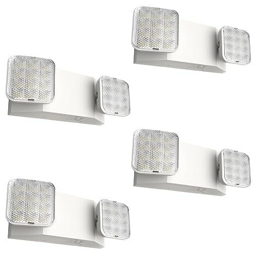 FREELICHT 4 Pack Emergency LED Lights with 90-Minute Battery Backup - Square Heads for Business & Home Safety