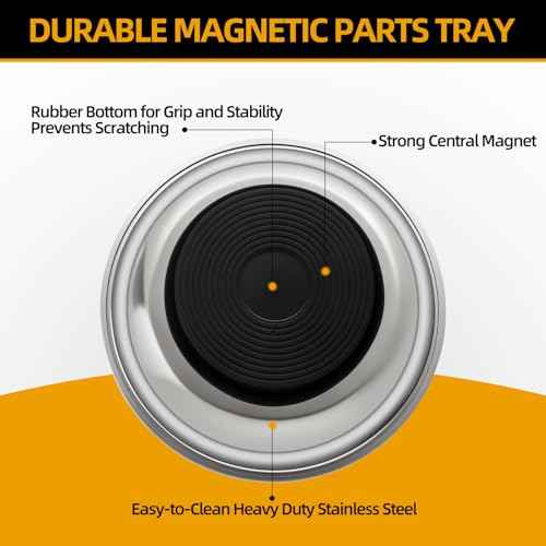 Magnetic Tray 4-Pack | Stainless Steel Magnetic Parts Trays | 3 Inch, 6 Inch, Square & Shallow Tray Set