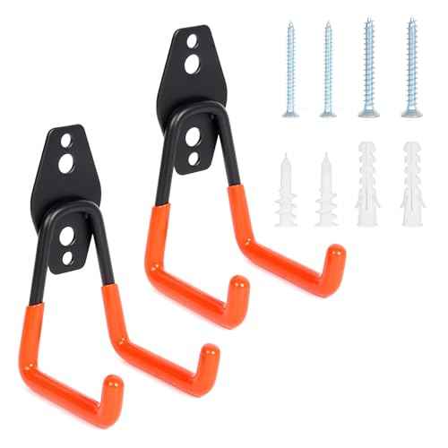 2 Pack Heavy Duty Steel Utility Wall Hooks, Wall Mount Garage Storage Organizer for Hanging Ladders, Bikes,Garden Tools, Skis