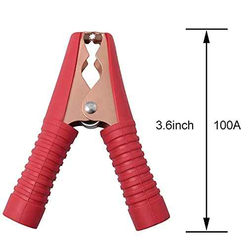 MEETOOT Insulated Crocodile Clip 2Pairs 100A 90mm Heavy Duty Black and Red Electrical Battery Connectors Copper Plated Metal Insulated Alligator Clamps (All-inclusive Type)