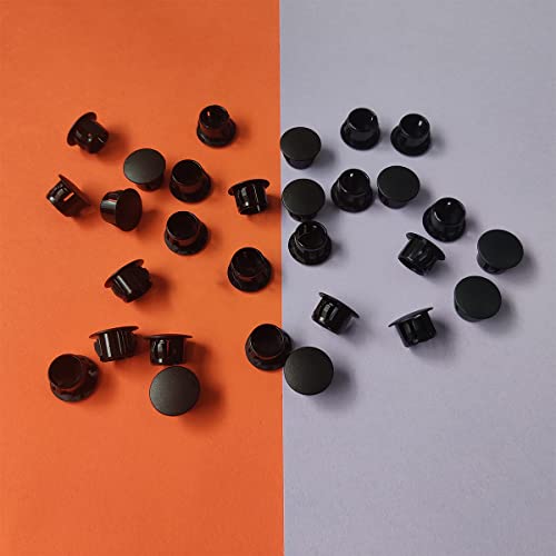 13mm (1/2 Inch) Black Plastic Hole Plugs - Pack of 30 for Furniture & Panel Covering
