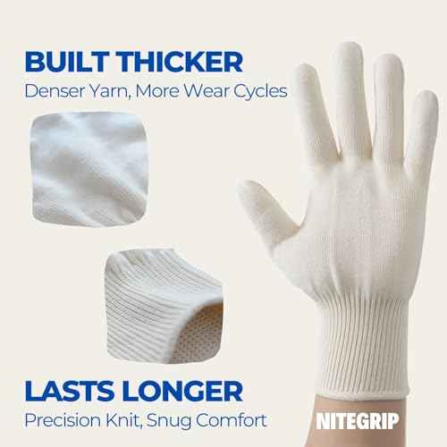 Heat-Resistant Cotton String Knit Work Gloves (2 Pairs, Large) ? Reusable BBQ & Safety Glove Liners Hand Saver