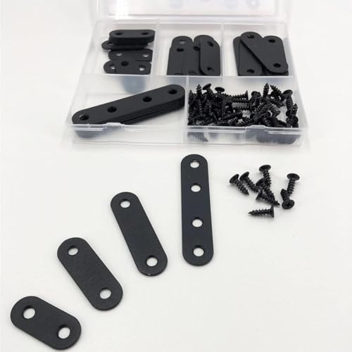 QSJ 26-Piece Stainless Steel Flat Plate Corner Bracket Set - 36mm/46mm/56mm/76mm