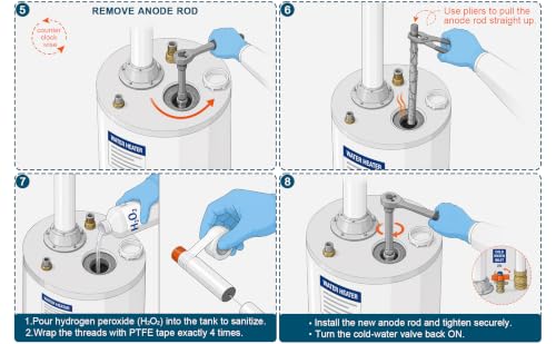 Eau 44 Inch Flexible Magnesium Water Heater Anode Rod with Install Kit