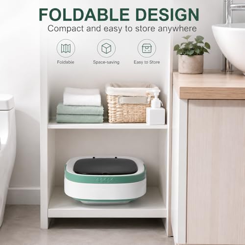 PXNTLA Green Portable Foldable 16L Mini Washing Machine with 3 Modes
