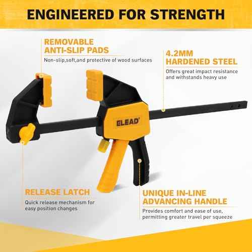 6" Mini Bar Clamps for Woodworking, 2-Piece One-Handed F Clamp/Spreader, 75LBS Load Limit Wood Clamp, Quick Release Grip Clamps for Table Wood Working, Light-duty Tools