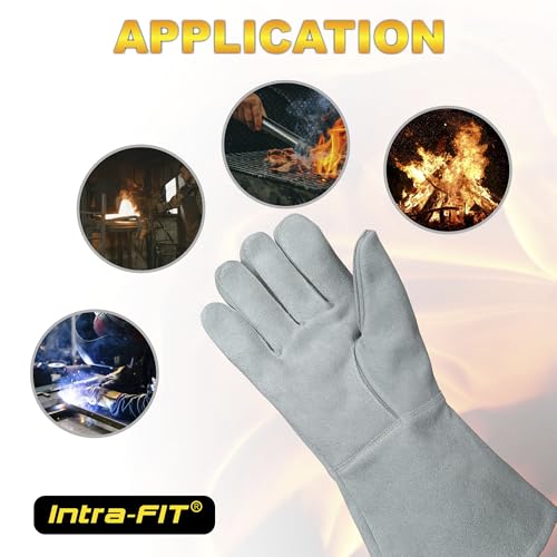 932¢µ/500¡ÆC Heat Resistant gloves, Fire Proof Foundry Leather Gloves for Fireplace,Furnace,Fire Pit,Blacksmith...