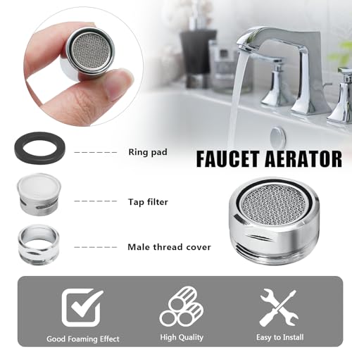 Litoexpe 4-Pack 15/16 Inch Male Faucet Aerator, Brass Chrome Plated, Water Saving