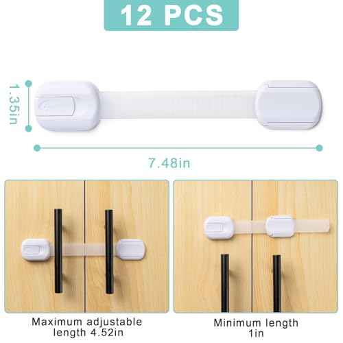 Cabinet Locks Baby Proofing -£¨12 Pack£© Child Proof Cabinet Locks£¬Fridge£¬Oven £¬Toilet Seat£¬ Kitchen£¬Cupboard Appliance£¬Child Proof Door Lock - Multi Purpose Adjustable Strap No Drill No Screws