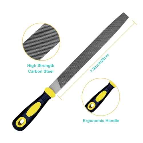 3 pcs Metal File Set, 8-inch,Professional High Carbon Steel File, Includes Flat/Round/Half-Round,Work for Metal, Wood