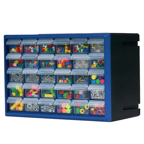 NorthSky 30-Drawer Plastic Storage Cabinet - Matte Clear 30-Drawer Organizer for Garage, Beads, Tools