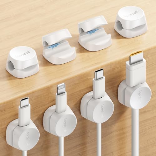 Lamicall 8 Pack Cord Organizer Clips with 1-Spring Lock - Cable Management for Desk