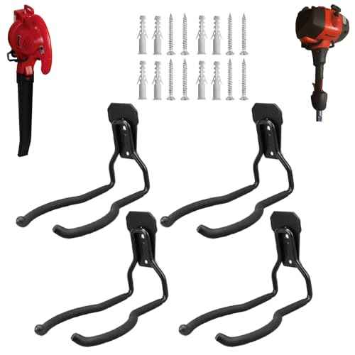 JuforminWeedeater Hanger, String Trimmer Hanger, Weed Eater Rack, Garage Wall Hooks, Power Tool Holder for Garage Wall, Utility Hooks for Garage Tool Organizers and Storage Black-4 Pcs