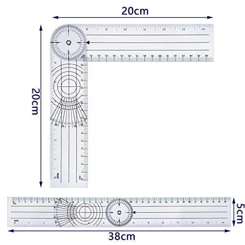 2 Pcs Clear Protractor Goniometer with 7 Inch Arm – Angle Finder