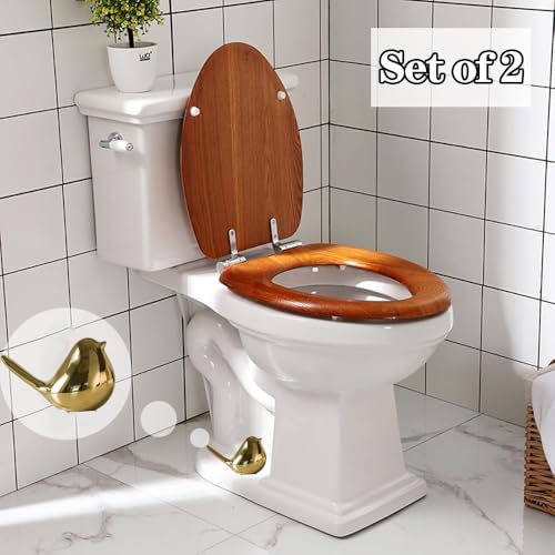 Gold Ceramic Bird Toilet Bolt Covers Set of 2 - Decorative Bathroom Accessories