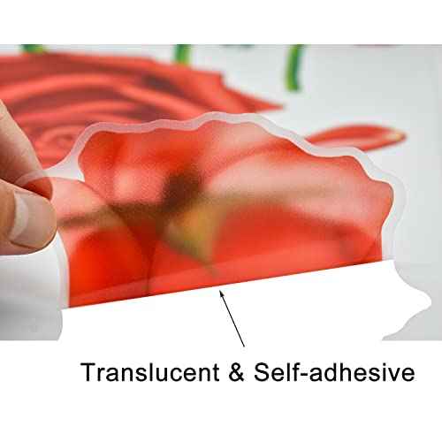 Rose Wall Decal Red Flower Wall Stickers Romantic Floral Removable Vinyl Wall Murals for Living Room Girls Bedroom TV Sofa Background Wall Art Decors