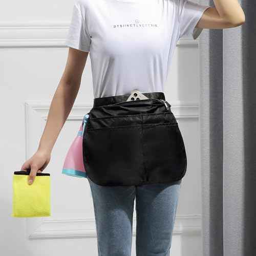 Small Size Cleaning Caddy Apron for Women with 5 Pockets, Professional Waterproof Cleaning Supplies for Housekeepers