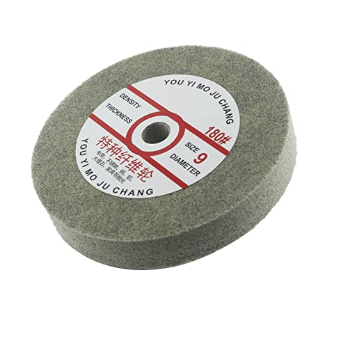?????????????? 6'' x 1" Nylon Fiber Buffing Wheel, 5/8 Inch Arbor Hole Aluminum Buffing Wheels 180 Grit Abrasive Polishing Discs for Bench Grinder, Drill (9 P)