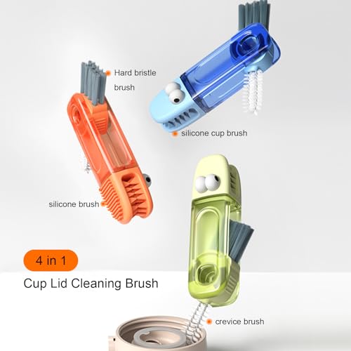 4 in 1 Cup Lid Cleaning Brush, 3 in 1 Bottle Brush, Cup Crevice Cleaning Tools, Easy to Clean and Storage, ABS+Silicone Cup Lid Gap Cleaner, Portable Multifunctional Bottle Cleaning Brush (3Pcs)