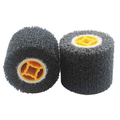 4.5" x 4" Abrasive Drawing Drum, 3/4" Quad Keyway Burnishing Wheel for Hand held Polishing Machine 40 Grit Sanding Drum Surface Conditioning Tool (Pack of 2)