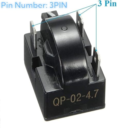 QP-02-4.7 3Pin Refrigerator Start Relay Kit with 1/2HP Overload Protector