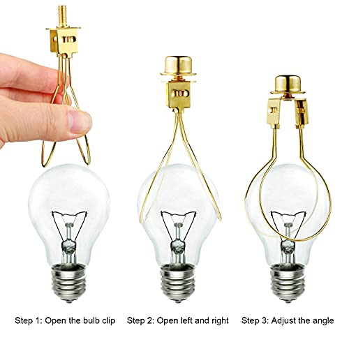 Honoson Golden Bulb Lamp Shade Clip Adapter with Finial - Set of 2