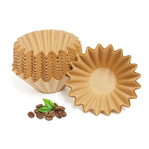 MUCXNIIY 2-5 Cup Unbleached Coffee Filters W02 Brown - Pack of 100 for Home & Commercial, Thick Natural Filter Basket