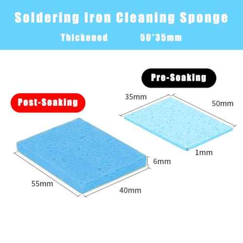 20pcs Soldering Sponge 50x35mm Square, Replacement Solder Welding Iron Cleaning Pads Blue Sponge (Thickened)