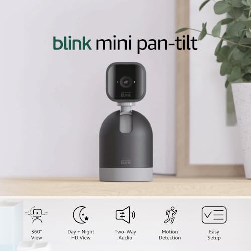 Blink Mini Pan-Tilt Security Camera Black - Indoor Smart Home Camera with Two-Way Audio