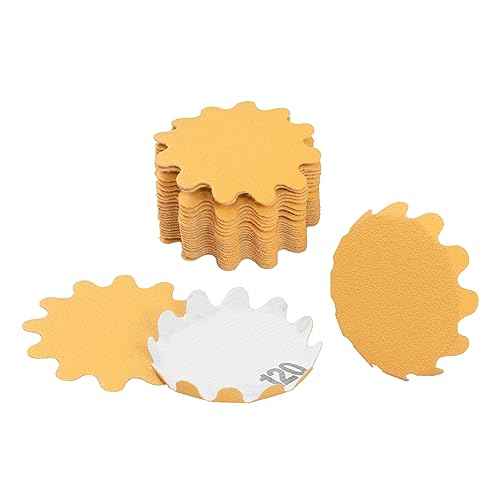 Keystone Flex Edge Gold 2 Inch Sanding Discs, Hook and Loop Wavy Sand Paper for Bowl Sanders and Drill Sanding Attachments, Prevent Shifting, Single Grit - 25 Pack (120 Grit)