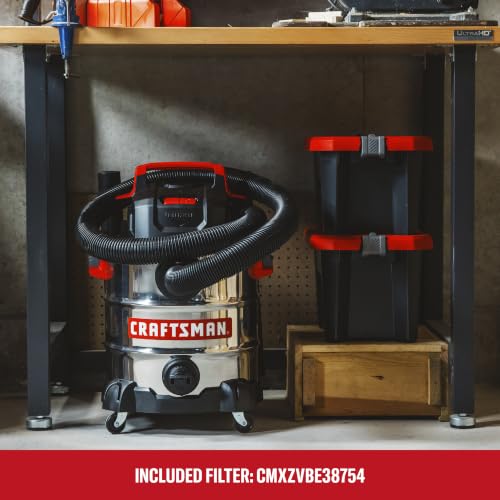 CRAFTSMAN 10 Gallon Wet Dry Vac 6.0 Peak HP Stainless Steel Shop Vacuum