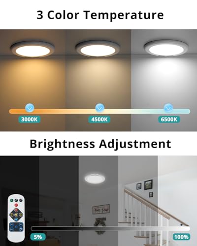 Wowatt Rechargeable 2-Pack Ceiling Lights with Motion Sensor, 3 Color Modes