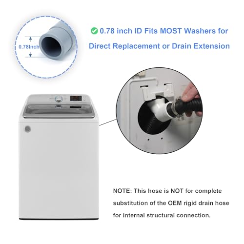 Universal 6.5ft Corrugated Washing Machine Drain Hose Extension Kit with 4 Clamps, Adapter & U-Bracket