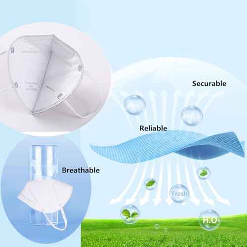 Edith qi KN95 Face Masks 50 PCS,Individually Wrapped, 5 Ply Grey Disposable KN95 Masks for Adults Filter Efficiency 95%, Protection against PM 2.5 Smoke Particles