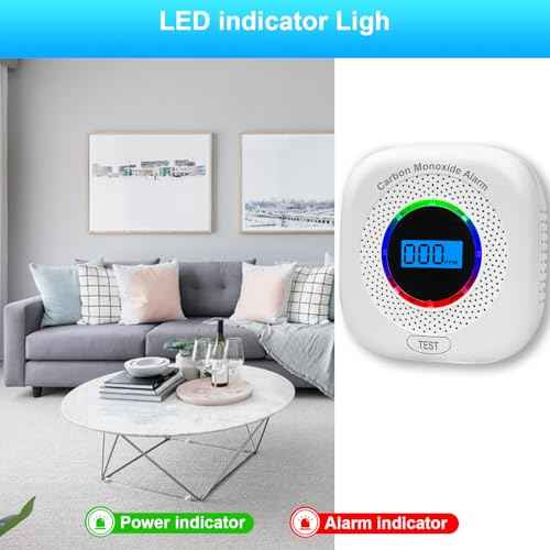 Carbon Monoxide Detectors,Carbon Monoxide Alarm/Monitor Battery Operated with Light&Digital LCD Display, Portable Traval CO Detector Alarm for Home,Bedroom,Office,RV,Warehouse