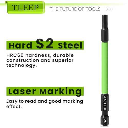 3.5" Long 1/4" Hex Head Allen Wrench Drill Bit Set, SAE 5/32" Impact Driver Bit Set with Magnetic Tips, S2 Steel, Hex Keys with Storage Case