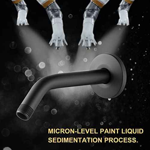 OFFO Shower Arm with Flange, 6 in Wall Mount Replacement Angle Shower Head Arm Wall-Mounted For Fixed Shower Head & Handheld Showerhead, Matte Black