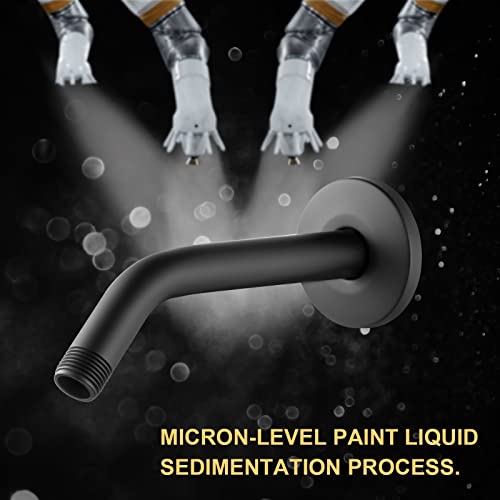 OFFO Matte Black 6-Inch Shower Arm with Flange Wall Mount Replacement for Fixed & Handheld Showerheads