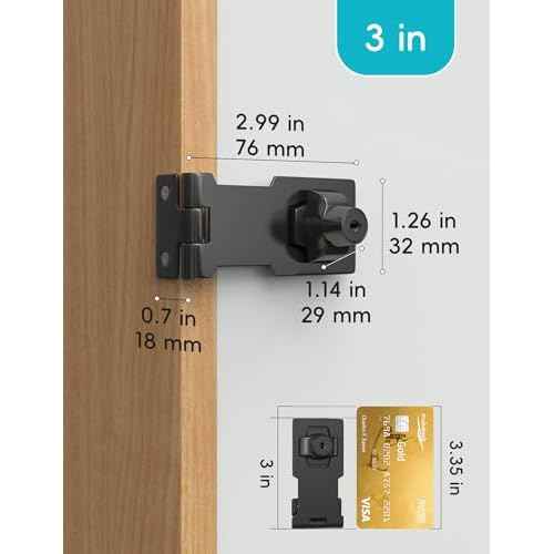 3 Inch Keyed Hasp Lock for Cabinets & Small Doors, Twist Knob Design, Heavy Duty Zinc Alloy with Chrome-Plated Iron, Includes Keys & Screws, Black