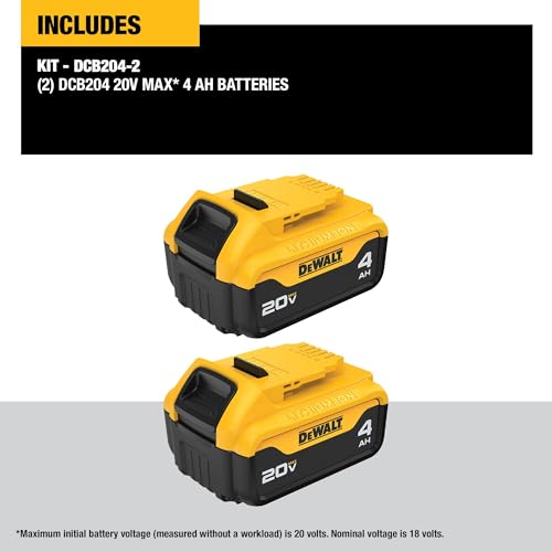DEWALT 20V MAX XR Battery Pack 4.0Ah, 2-Pack – Compatible with Cordless Power Tools