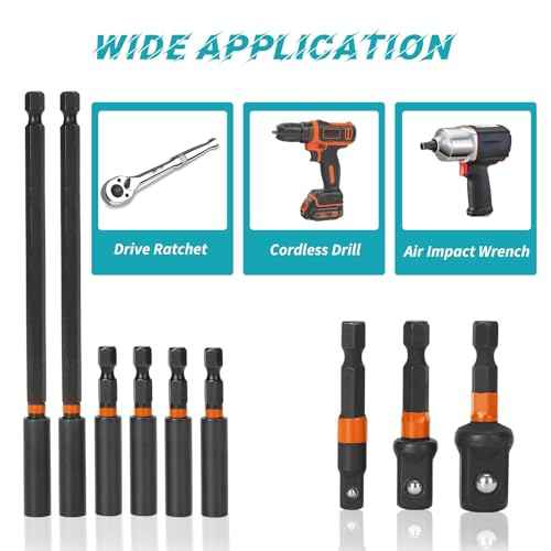 10 Pcs Impact Driver Bit Adapter Set,5 PCS Strong Magnetic Screwdriver Bit Holder 2.4 Inch Extension + 6Inch Magnetic Screwdriver Bit Holder Extension + 3Pcs Socket Adapter Set With Tough Case