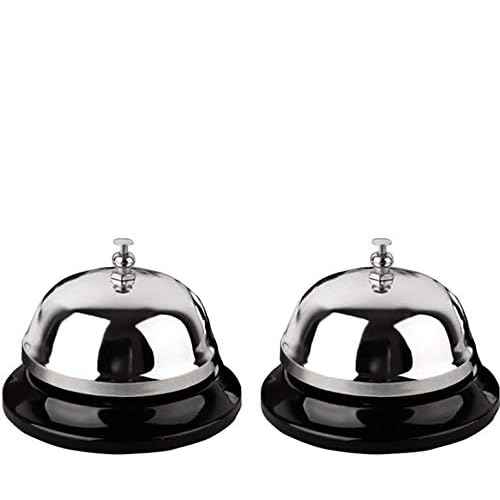 Call Bell 2 Packs 3.3 Inch Diameter with Metal Anti-Rust Construction, Desk Bell for Hotels, Schools, Restaurants, Reception Areas, Hospitals, Warehouses(Silver)