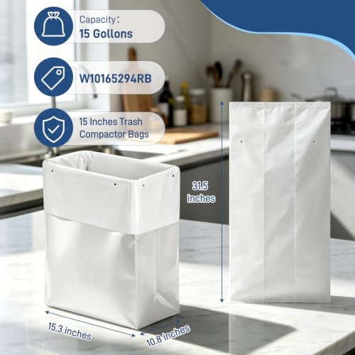 Miumoon 60-Pack Trash Compactor Bags with Pre-punched Holes for Attaching, 15 Gallon, 2.6 mil