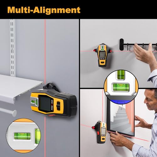 Prexiso 2-in-1 Stud Finder with Laser Level, Rechargeable Wall Scanner