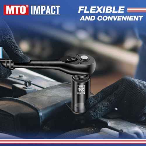 MTO 1/2" Drive 24mm Deep Impact Socket, 6-Point Metric Socket for Automotive Maintaince, CR-V Steel Meets ANSI Standards