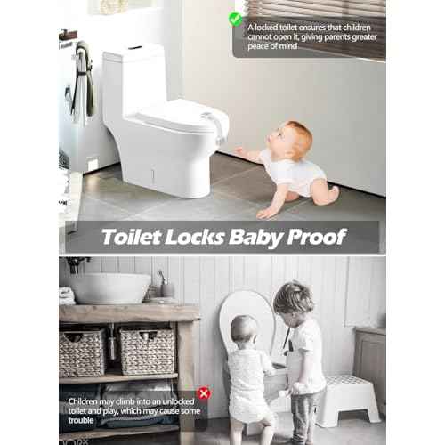 2 Pack Baby Proofing Safety Locks Child Safe for Cabinet Drawer Fridge Oven Dishwasher Doors, Toilet Seat & Lid, Adjustable Furniture Latches and Straps, 3M Adhesive No Drilling Button,Unlock Design