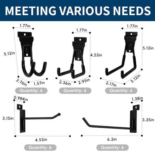 30Pcs Slatwall Hooks Set, Multi Size Garage Hooks Storage Utility Hanging Hooks, Heavy Duty Garage Tool Organizer Slatwall Accessories for Sheds, Basments