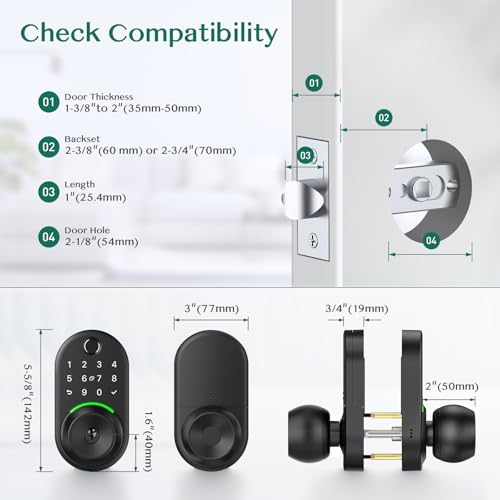 Yamiry Keypad Smart Door Lock - Fingerprint & Keyless Entry (Regular)
